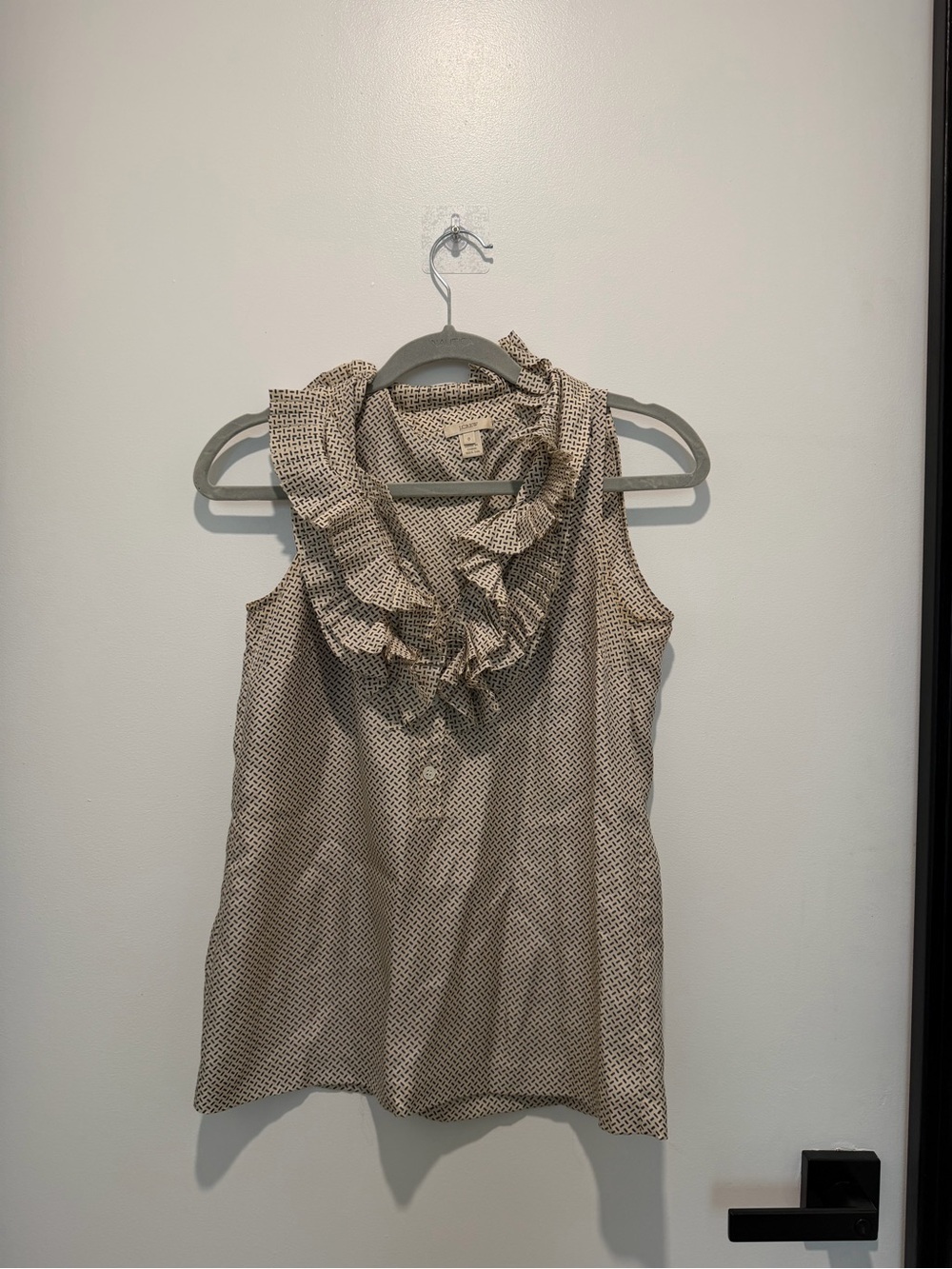 Nautica Beige Dot Ruffle Neck Sleeveless Camisole